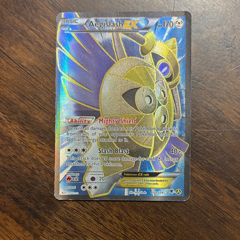 Pokemon Aegislash EX Trading Card - Blue and Gold